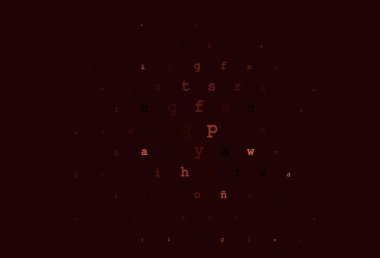 Alfabe işaretli koyu kırmızı vektör arkaplanı. ABC İngilizce sembollü modern geometrik çizim. Bu desen kitaplar için reklam, poster ve afiş olarak kullanılabilir..