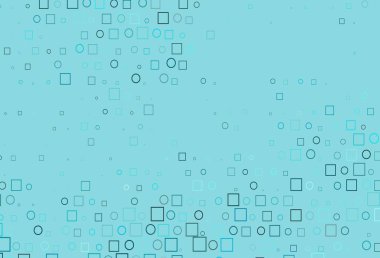 Işık Mavisi vektör kapağı dairelerle, küplerle. Soyut tarzda dekoratif tasarım, daireler, dikdörtgenler. İş reklamları için tasarım.