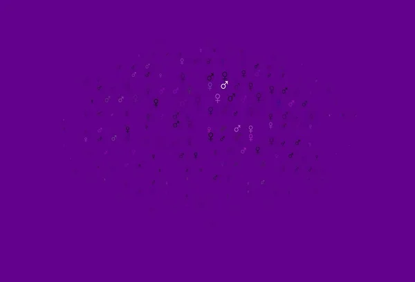 带有性别元素的浅紫色矢量图案 带有彩色梯度性别符号的摘要说明 约会应用程序的智能设计 — 图库矢量图片