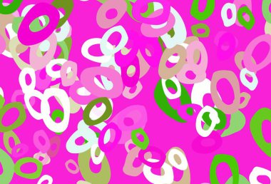 Açık pembe, daire şekilli yeşil vektör düzeni. Bulanık dekoratif tasarım baloncuklu soyut tarzda. Posterler, afişler için tasarım.