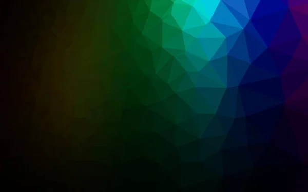 Dark Multicolor Rainbow Vector Stralende Driehoekige Achtergrond — Stockvector