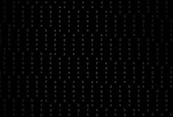 Dunkelschwarze Vektorschablone Mit Isolierten Buchstaben Leuchtende Illustration Mit Abc Symbolen — Stockvektor