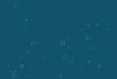 Küre ve kareli hafif Mavili vektör deseni. Küplerle, dairelerle soyut çizimler. Posterler, afişler için tasarım.