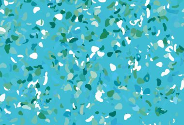 Açık mavi, Memphis şekilli yeşil vektör şablonu. Renkli rastgele şekillerle modern soyut illüstrasyon. Bir cep telefonu için arka plan.