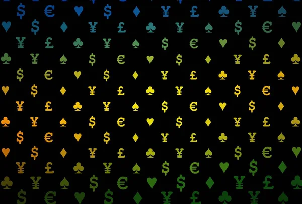 Σκούρο Πράσινο Κίτρινο Διανυσματικό Πρότυπο Σύμβολα Πόκερ Εικονογράφηση Σετ Καρδιών — Διανυσματικό Αρχείο