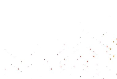 Bankacılık sembollü hafif turuncu vektör düzeni. EUR, JPY, beyaz şablondaki GBP işaretleri. Kalıp reklam, poster ve ödemeler için pankart olarak kullanılabilir.