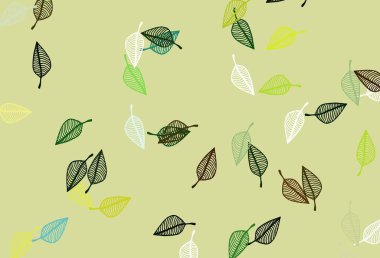 Açık yeşil, sarı vektör çizim kalıbı. Yapraklarla gösterişli soyut çizimler. Web siteniz için Doodle tasarımı.