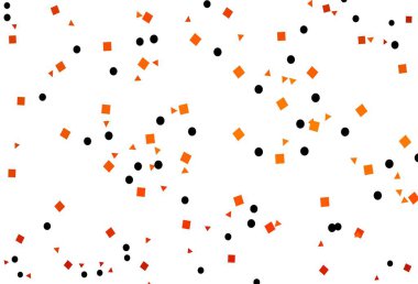 Açık Turuncu vektör kapağı çemberli çokgen biçimdedir. Renkli daireler, üçgenler, dikdörtgenler. Duvar kağıtları için şablon.