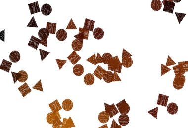 Açık Turuncu vektör düzeni daireler, çizgiler, dikdörtgenler. Renkli noktaları, çizgileri, küpleri olan soyut çizimler. Duvar kağıtları için şablon.