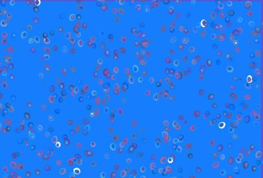 Açık mavi, baloncuklu kırmızı vektör arka planı. Doğa tarzında bulanık halkaları olan güzel renkli çizimler. Suyun deseni, yağmur damlaları.