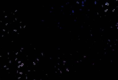 Koyu pembe, mavi vektör desenli, erkek, dişi ikonlar. Renkli cinsiyet sembollü soyut illüstrasyon. TV reklamları için basit tasarım.