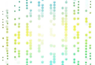 Açık yeşil, buz taneli sarı vektör şablonu. Buz kristalleri ile soyut resimleme. Reklamınız, posteriniz, afişiniz için yeni yıl tasarımı.