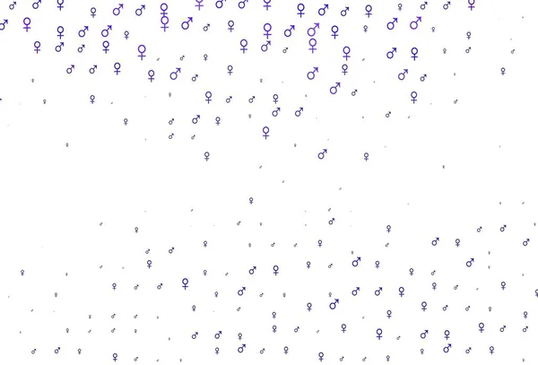 Textura Vectorial Púrpura Claro Con Iconos Masculinos Femeninos Ilustración Inteligente — Archivo Imágenes Vectoriales