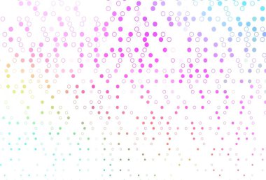 Açık Çokrenkli, diskli Gökkuşağı vektör dokusu. Parlak renkli soyut çemberlerin olduğu bir resim. Marka kitabınız için şablon.