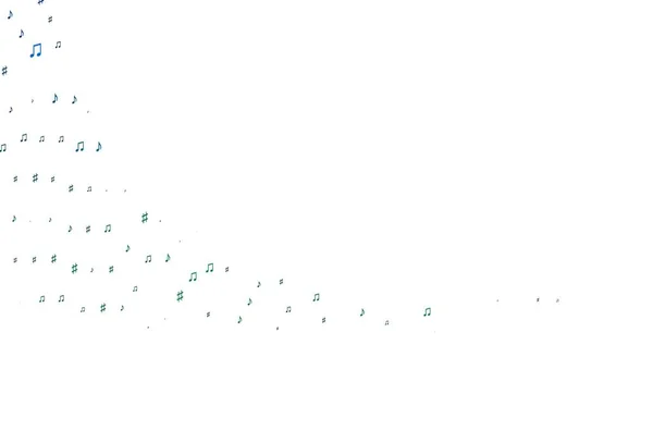浅蓝色 绿色矢量背景与音乐笔记 现代抽象插图与曲调键 马达加斯加人网站的模式 — 图库矢量图片