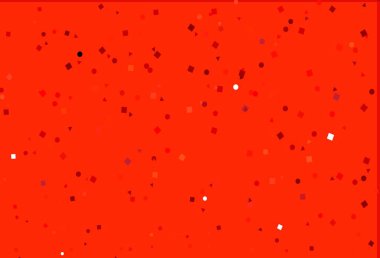 Daireleri, çizgileri, dikdörtgenleri olan açık kırmızı vektör düzeni. Daireler, çizgiler, rengarenk eşkenar dörtgenler. Reklamınız, posteriniz, afişiniz için en iyi tasarım.