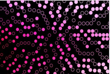 Disklerle koyu pembe vektör dokusu. Parlak renkli soyut çemberlerin olduğu bir resim. Suyun deseni, yağmur damlaları.