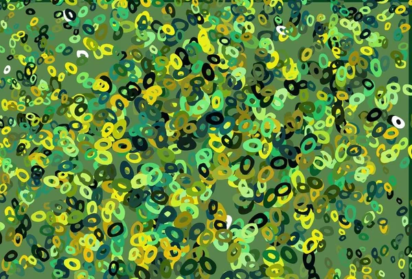 Donkerblauwe Gele Vectortextuur Met Schijven Wazig Bellen Abstracte Achtergrond Met — Stockvector