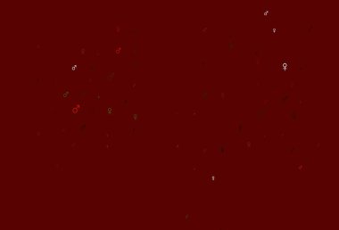 Açık yeşil, içinde erkek ve kadın sembolleri olan kırmızı vektör şablonu. Renkli cinsiyet sembollü soyut illüstrasyon. Randevu uygulamaları için akıllı tasarım.