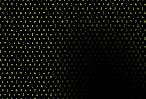 Dunkelgrüne Gelbe Vektorvorlage Mit Poker Symbolen Farbenfroher Verlauf Mit Zeichen — Stockvektor