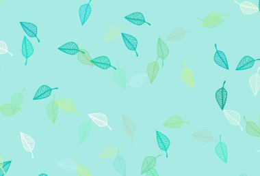 Açık yeşil, sarı vektör elle boyanmış arka plan. Yaprakları karalama tarzında parlak renkli bir illüstrasyon. Boyama kitapları ve çocuklar için sayfalar.