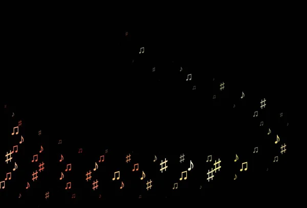 Темно Оранжевый Векторный Узор Музыкальными Элементами Яркая Иллюстрация Красочных Градиентных — стоковый вектор