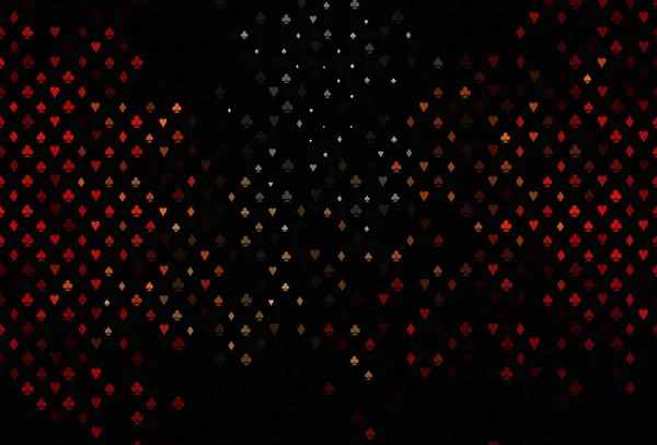 Koyu Kırmızı Sarı Vektör Arkaplan Kart Işaretleri Kalplerin Maça Sinek — Stok Vektör