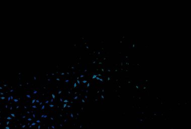 Koyu mavi, yeşil vektör çizim arkaplanı. Renkli yapraklı eskiz karalamalar. Duvar kağıtları ve boyama kitapları için desen.