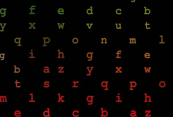 Koyu Yeşil Latin Alfabesiyle Kırmızı Vektör Düzeni Ayrı Harflerle Parlayan — Stok Vektör
