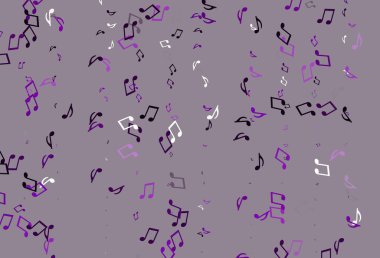 Müzik sembollü açık renkli bir vektör şablonu. Soyut tarzda dekoratif tasarım ve müzik şekilleri. Fasion dergileri için şablon.