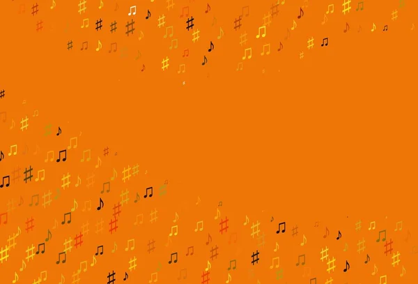 Světle Oranžové Vektorové Pozadí Notami Abstraktní Ilustrace Barevnými Symboly Melodie — Stockový vektor