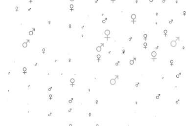 Açık gümüş, cinsiyet sembollü gri vektör arkaplan. Soyut tarzda, cinsiyet şekilleriyle basit bir gradyan tasarımı. Randevu uygulamaları için akıllı tasarım.