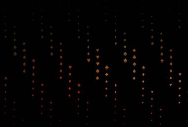 Koyu yeşil, poker sembollü kırmızı vektör şablonu. Kalplerin, maça, sinek ve elmasların bulanık dekoratif tasarımı. Kitapçıklar, kumarhanelerin broşürleri..