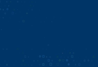 Açık mavi, çemberlerle kaplı yeşil vektör, küplerle. Soyut tarzda dekoratif tasarım, daireler, dikdörtgenler. Marka kitabın için tamamen yeni bir şablon.