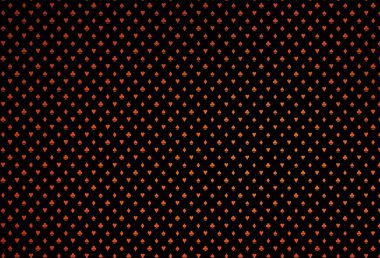 Koyu turuncu vektör düzeni ve kart elemanları. Renkli resimler, kalpler, maça, sinek, elmas. Vegas 'ta parti ilanları, etkinlikler.