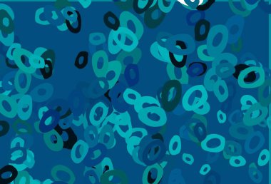 Çemberli hafif Mavili vektör şablonu. Parlak renkli soyut çemberlerin olduğu bir resim. İş reklamları için tasarım.