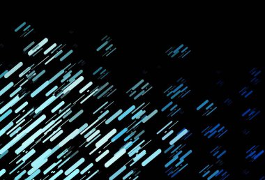 Düz çizgileri olan koyu mavi vektör düzeni. Renkli çubuklarla gösterişli soyut çizimler. Web siteleri, iniş sayfaları için desen.