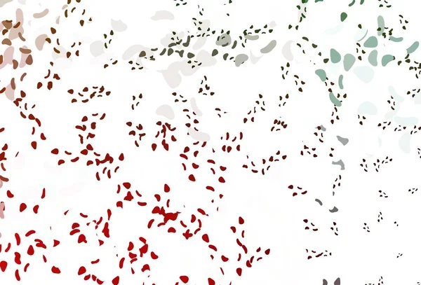 Açık yeşil, Memphis şekilli kırmızı vektör şablonu. Modern tarzda değişen renkli kaotik formlar. Kartvizitiniz için modern tasarım.