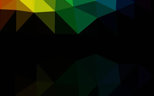 Mörk Flerfärgad Rainbow Vektor Abstrakt Mosaik Bakgrund Trekantigt Geometriskt Prov — Stock vektor