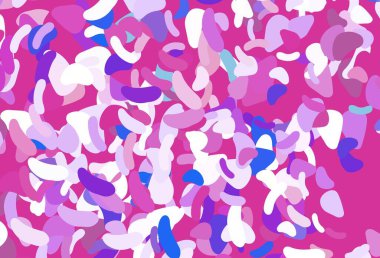 Açık pembe, kaotik şekilli mavi vektör deseni. Renkli rastgele şekillerle modern soyut illüstrasyon. Web siteniz için basit tasarım.