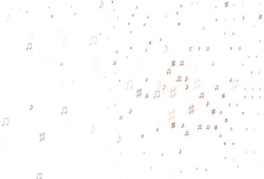 Müzikal sembollü Light Orange vektör şablonu. Renkli melodi sembolleri olan soyut çizimler. Duvar kağıtları için modern tasarım.