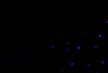 Kristalleri, daireleri, kareleri olan koyu mor bir vektör şablonu. Soyut tarzda dekoratif tasarım, çizgiler, noktalar, küplerle. İş ilanları, broşürler, broşürler için desen