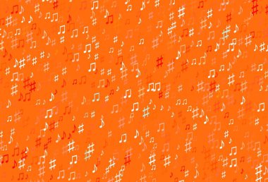 Müzik sembollü açık kırmızı vektör şablonu. Renkli melodi sembolleri olan soyut çizimler. Okul ilanı, kitapçıklar için şablon.