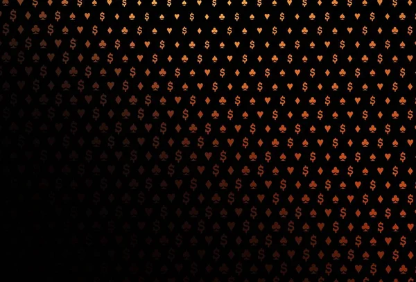 Modèle Vectoriel Orange Foncé Avec Des Symboles Poker Illustration Colorée — Image vectorielle