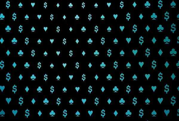 Modello Vettoriale Blu Scuro Con Simboli Poker Illustrazione Colori Con — Vettoriale Stock