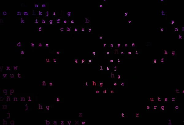 Dunkelrosa Vektorhintergrund Mit Zeichen Des Alphabets Leuchtende Illustration Mit Abc — Stockvektor