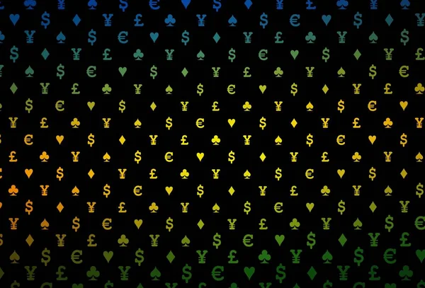 Modèle Vectoriel Vert Foncé Jaune Avec Symbole Cartes Croquis Abstrait — Image vectorielle