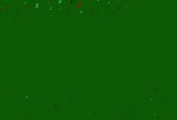 Verde Claro Padrão Vetorial Vermelho Com Elementos Musicais Ilustração Abstrata — Vetor de Stock