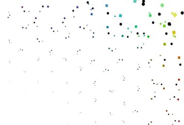 Aydınlık Çokrenkli, gökkuşağı vektör dokusu dairesel ve küp şeklinde. Küreler, kareler ve çizgilerle soyut çizimler. Web siteleri için şablon kullanılabilir.