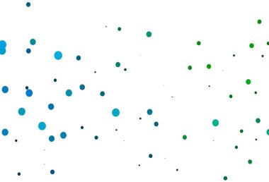 Açık mavi, baloncuklu yeşil vektör arka planı. Bulanık yağmur damlaları olan soyut bir çizim. İş reklamları için tasarım.